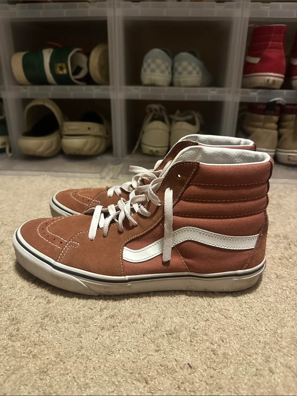 Vans Kids High-Top Sneakers in Rust and White